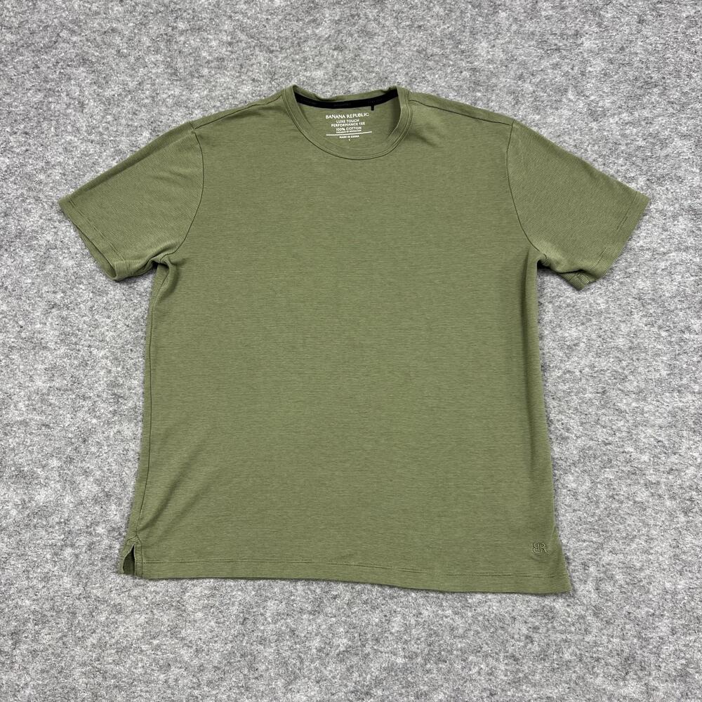 Banana Republic Shirt Mens L Green Luxe Touch Performance Tee 100% Cotton Casual